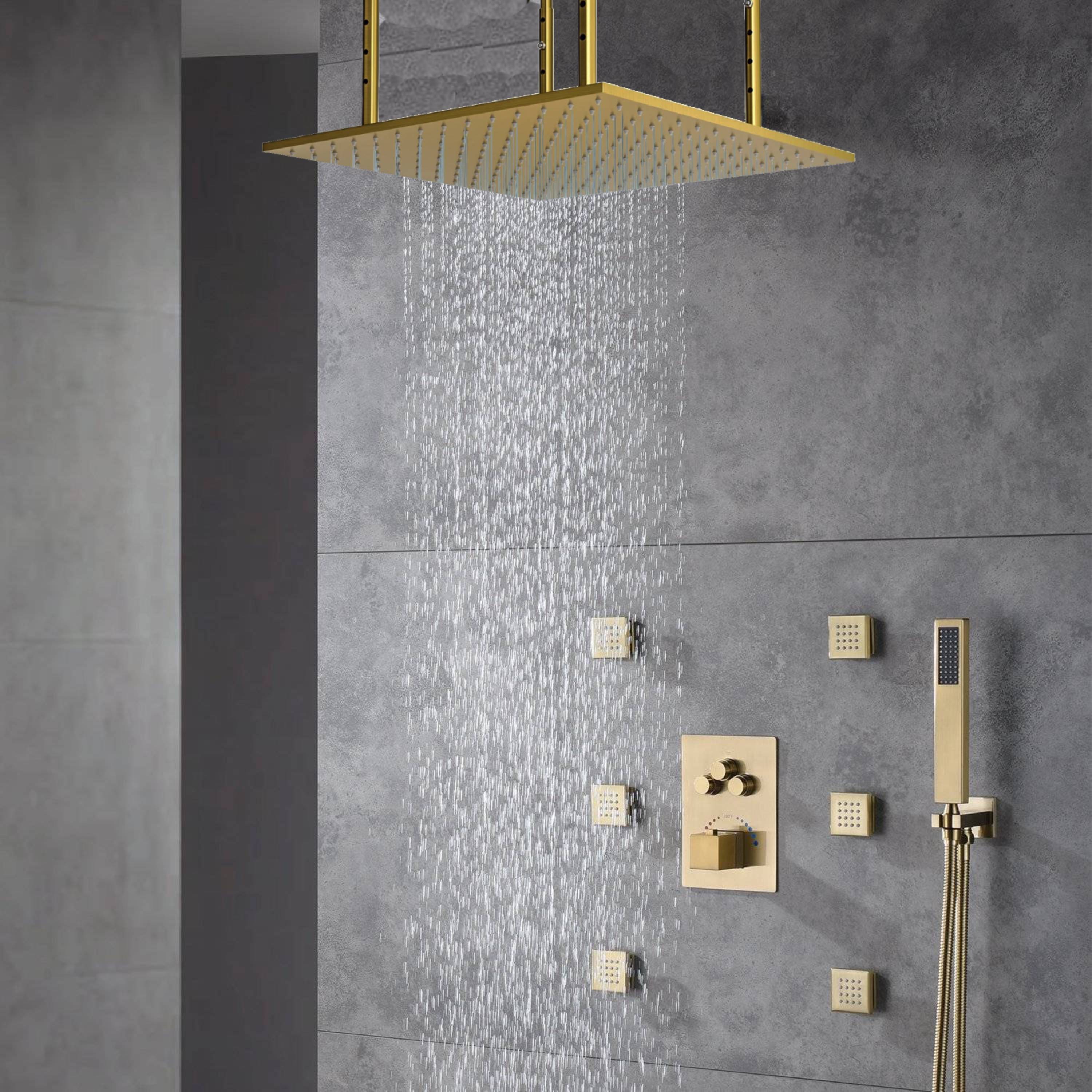 Ceiling Mounted 20-Inch Rainhead 3 Way Thermostatic Shower Faucet With ...