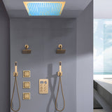 Flush Mount Shower Head with 6-Way Digital Faucet, Dual 6" Regular Head, Body Jets