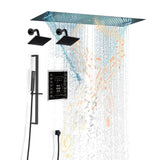 Brushed Gold or matte black or brushed nickel or chrome 35" Bluetooth Music LED Shower System with Waterfall, 6-Way Touch Digital Thermostatic Valve, Dual Regular Head, Touch Panel