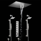 20 inch  flush-mount or ceiling mount rainfall waterfall shower systems 6 way thermostatic valve with Dual sliding bars and Dual regular heads