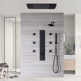 Matte Black or Brushed Gold or Brushed Nickel or Chrome  LED Music Shower System 23 x 15 inch with 6-Way Digital Thermostatic Control, Body Jets