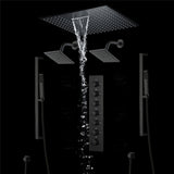 20 inch  flush-mount or ceiling mount rainfall waterfall shower systems 6 way thermostatic valve with Dual sliding bars and Dual regular heads