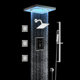 24" Flush LED Mount Rainfall Waterfall 6-Way Touch control Shower System With Regular Head and 3 Body Jets