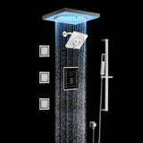 24" Flush LED Mount Rainfall Waterfall 6-Way Touch control Shower System With Regular Head and 3 Body Jets