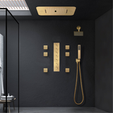 Matte Black or Brushed Gold or Brushed Nickel or Chrome  LED Music Shower System 23 x 15 inch with 6-Way Digital Thermostatic Control, Body Jets