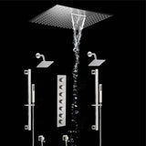 20 inch  flush-mount or ceiling mount rainfall waterfall shower systems 6 way thermostatic valve with Dual sliding bars and Dual regular heads