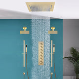 20 inch  flush-mount or ceiling mount rainfall waterfall shower systems 6 way thermostatic valve with Dual sliding bars and Dual regular heads