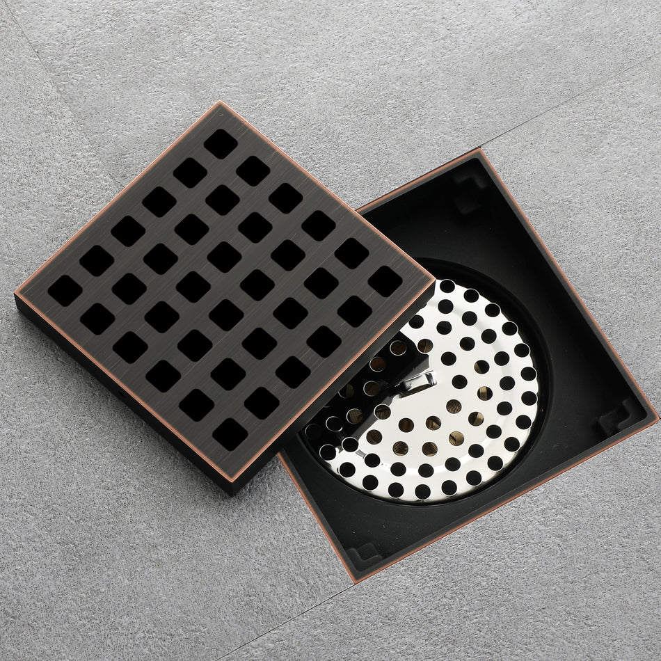 Oil rubbered bronze brass shower drain 4 or 8 inch  with ABS base