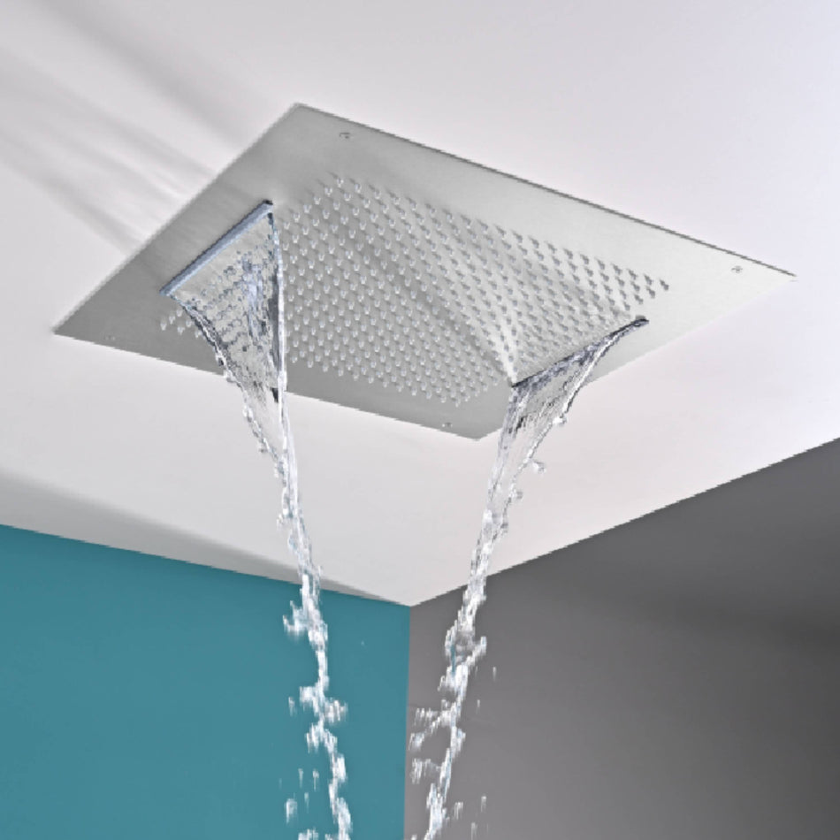 Flushed Mounted Matte Black Or Brushed Nickel Or Brushed Gold 20-Inch Rainfall Waterfall Shower Head: Pure Elegance and Functionality