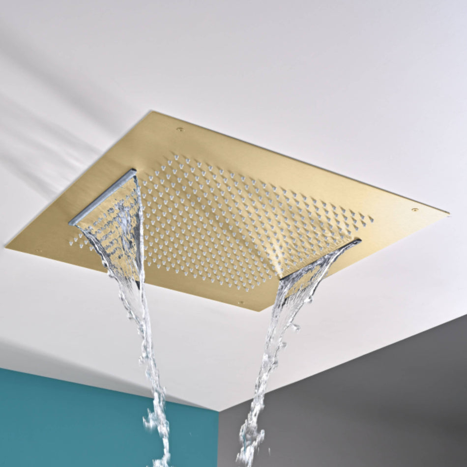 Flushed Mounted Matte Black Or Brushed Nickel Or Brushed Gold 20-Inch Rainfall Waterfall Shower Head: Pure Elegance and Functionality