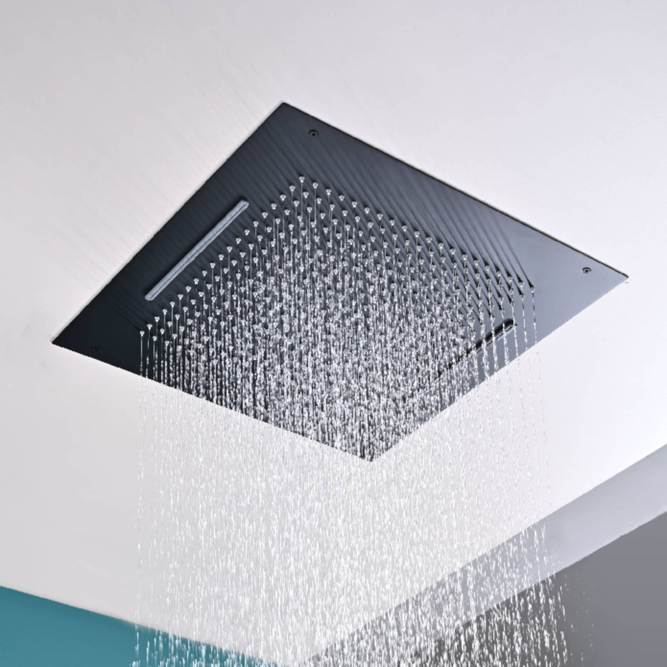 Flushed Mounted Matte Black Or Brushed Nickel Or Brushed Gold 20-Inch Rainfall Waterfall Shower Head: Pure Elegance and Functionality