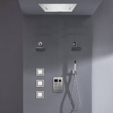Bluetooth Music LED 6-Way Digital Thermostatic Shower  System with Waterfall,3 Body Jets, Regular Head