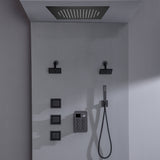 Bluetooth Music LED 6-Way Digital Thermostatic Shower  System with Waterfall,3 Body Jets, Regular Head