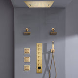 Flush mount 20 inch Rainfall Waterfall shower head 6 way Digital display thermostatic Shower Faucet with Dual Regular Heads and Body Jets