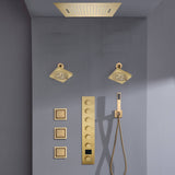 Flush mount 20 inch Rainfall Waterfall shower head 6 way Digital display thermostatic Shower Faucet with Dual Regular Heads and Body Jets