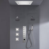 Flush mount 20 inch Rainfall Waterfall shower head 6 way Digital display thermostatic Shower Faucet with Dual Regular Heads and Body Jets