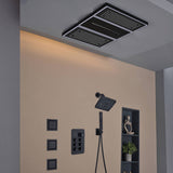 Flush Mount 24 X 16 inch or 48 x 8 inch Rainfall Waterfall 64 LED Light Shower Head with 6-Way Thermostatic Faucet, Body Jets, and High-Pressure Wall Mount Head