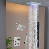 Matte Black or Brushed Gold or Brushed Nickel 16 x 8 inch rainfall Flush mount  Shower Head 3-Way Thermostatic Shower Faucet with 6'' regular head