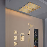 Flush Mount 24 X 16 inch or 48 x 8 inch Rainfall Waterfall 64 LED Light Shower Head with 6-Way Thermostatic Faucet, Body Jets, and High-Pressure Wall Mount Head