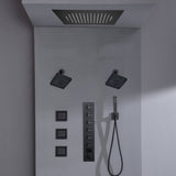 Flush mount 20 inch Rainfall Waterfall shower head 6 way Digital display thermostatic Shower Faucet with Dual Regular Heads and Body Jets