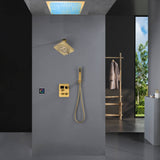 Flush Mount Shower Faucet Set with 3-Way Digital Thermostatic Control, 64-Color LED Lights