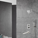 Brushed nickel Regular shower head 3 functions Thermostatic Mixer System  Shower Faucet Set Tub Spout Bath