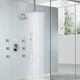 Brushed nickel rainfall shower head high pressure shower head 4 way thermostatic valve shower heads systems each function work at the same time and separately