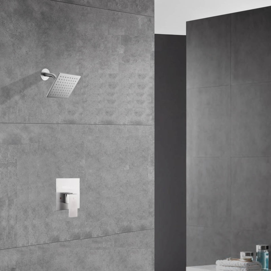 Regular shower head brushed nickel single function pressure balance shower faucet