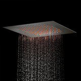 Brushed Gold or Matte Black Or Brushed Nickel 20-Inch Rainfall Shower Head: Bluetooth Music and 64 LED Lights for an Immersive Shower Experience, Flush Mounted for a Sleek Look