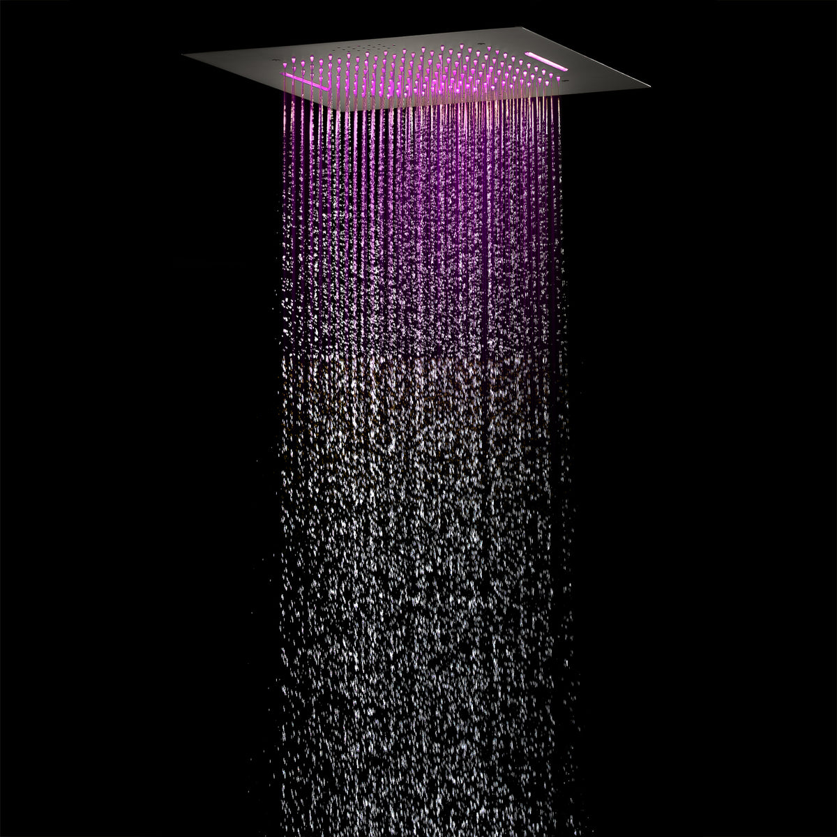 Suguword 20" X 14" LED Rainfall Shower Head – Square Ceiling Mount, Multi-Function, High Pressure, Black