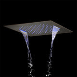 20-Inch or 24-inch Flushed Mounted Shower Head: Choose from Brushed Gold, Oil Rubber Bronze or  Matte Black, or Brushed Nickel, Featuring Rainfall Waterfall, Bluetooth Music, and 64 LED Lights
