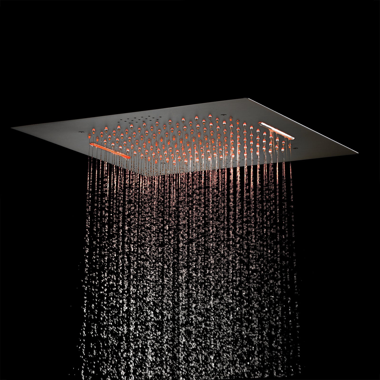 20-Inch or 24-Inch Matte Black Flush or Ceiling Mount Rainfall Waterfa ...