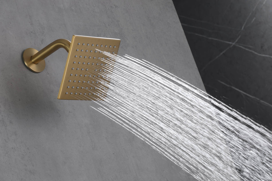 Brushed Gold Wall-Mounted 3-Way Digital Display Shower System: Dual Regular Heads with Independent Functionality