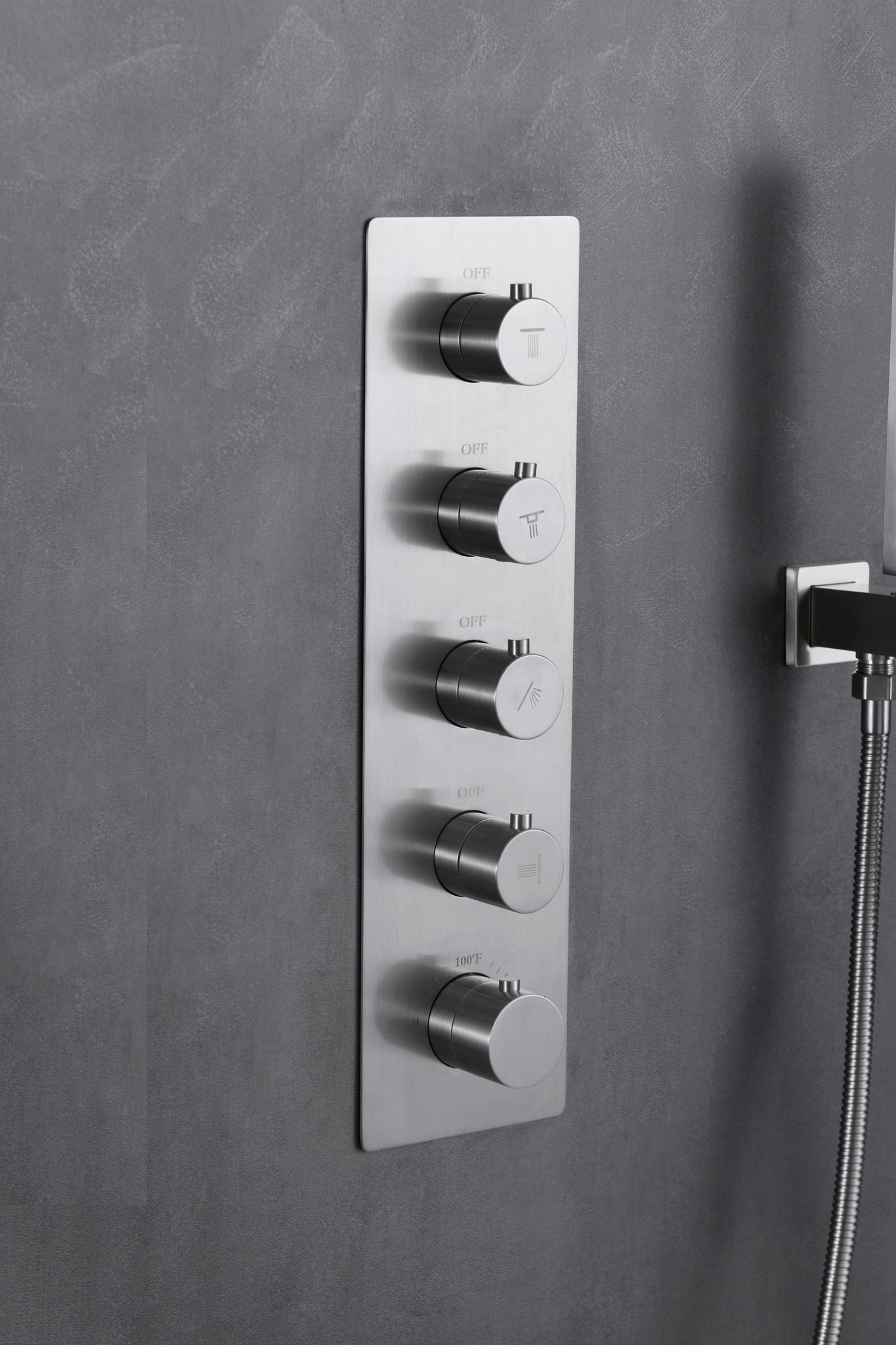 Brushed Nickel 4Way Thermostatic Ceiling Mount Shower System with Dua
