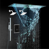 Brushed Gold or matte black or brushed nickel or chrome 35" Bluetooth Music LED Shower System with Waterfall, 6-Way Touch Digital Thermostatic Valve, Dual Regular Head, Touch Panel