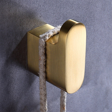 Luxurious 4-Piece Brass Brushed Gold Bathroom Hardware Set: Towel Bar, Towel Ring, Toilet Paper Holder, Robe Hook, and Tower Holder - Wall Mounted - wonderland shower inc