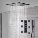 20'' Or 24'' Matte Black 4-Way Thermostatic Shower Faucet with Body Jets