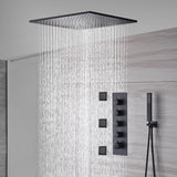 20'' Or 24'' Matte Black 4-Way Thermostatic Shower Faucet with Body Jets