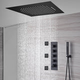 20'' Or 24'' Matte Black 4-Way Thermostatic Shower Faucet with Body Jets