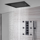 Matte Black 20" Flush or Ceiling Mount Shower System with Thermostatic Valve and Body Jets
