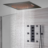 Matte Black 20" Flush or Ceiling Mount Shower System with Thermostatic Valve and Body Jets