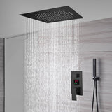 Matte Black 20'' or 24'' Ceiling or Flush Waterfall and Rainfall Digital Shower Set with Hand Shower