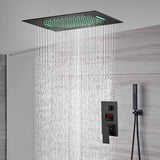 Matte Black 20'' or 24'' Ceiling or Flush Waterfall and Rainfall Digital Shower Set with Hand Shower