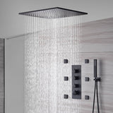 Matte Black 20" or 24" Ceiling-Mounted 3-Way Thermostatic Shower Faucet