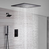Matte Black Rainfall Shower System with 20-inch or 24-inch Rain Head and Regular Head - 3-Way Thermostatic Shower Faucet