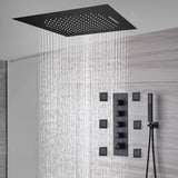 20'' Or 24'' Matte Black 4-Way Thermostatic Shower Faucet with Body Jets