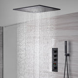 Matte Black 20'' or 24'' Ceiling or Flush Waterfall and Rainfall Digital Shower Set with Hand Shower