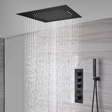 Matte Black 20'' or 24'' Ceiling or Flush Waterfall and Rainfall Digital Shower Set with Hand Shower