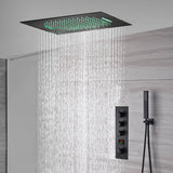 Matte Black 20'' or 24'' Ceiling or Flush Waterfall and Rainfall Digital Shower Set with Hand Shower
