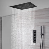 Matte Black 20'' or 24'' Ceiling or Flush Waterfall and Rainfall Digital Shower Set with Hand Shower